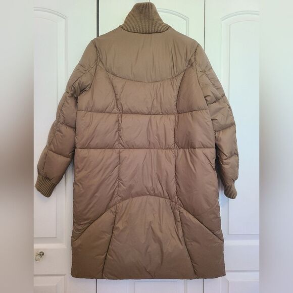 ANDREW MARC Pavia Quilted Faux Down Hooded Puffer Quilted Coat Tan Camel Size M - Picture 8 of 16